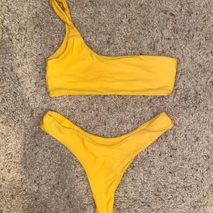 One shoulder cheeky bikini! So cute